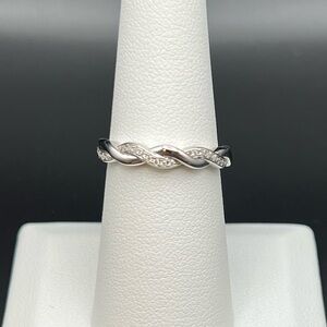 Braided Clear CZ Ring Sterling Silver